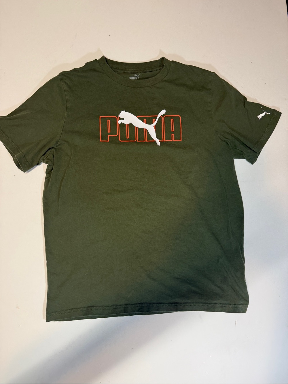Puma Olive Green Short Sleeve Logo Tee